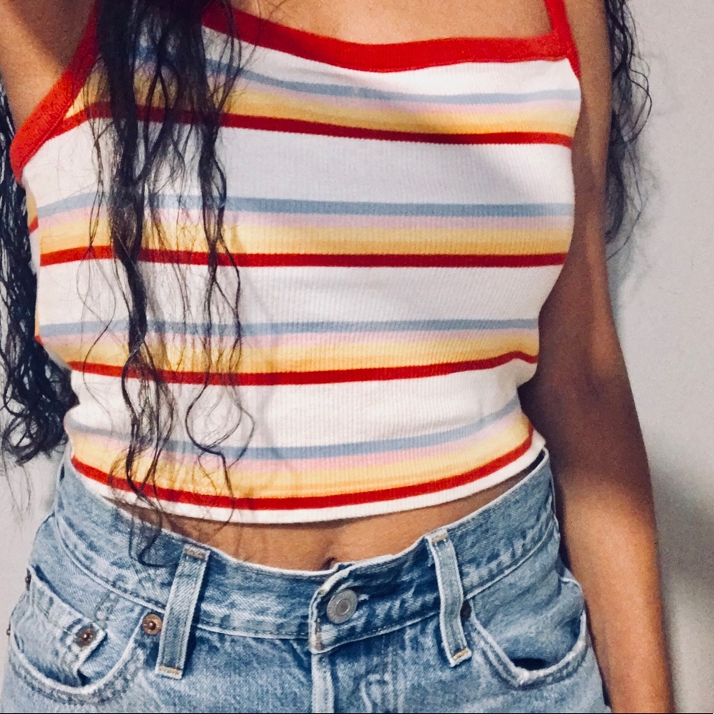 Used Basic Ribbed Pacsun Stripped Tank Top